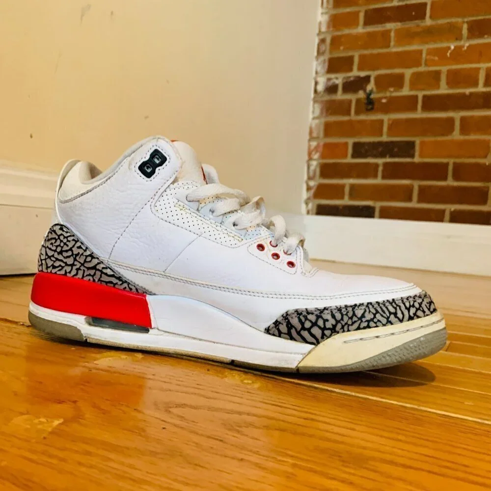 Nike Air Jordan 3 Retro Hall of Fame 2018 Size 11 136064-116 White Red Grey OG